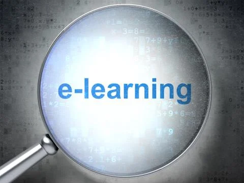 Education concept: E-learning with optical glass Stock Illustration