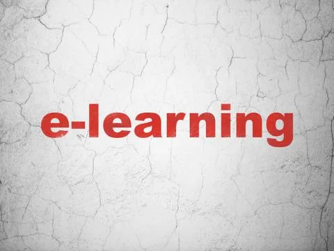 Education concept: E-learning on wall background Illustrazione stock
