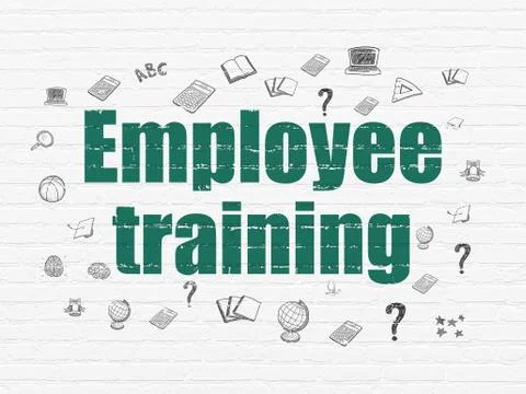 Education concept: Employee Training on wall background Ilustración de archivo