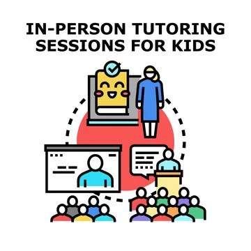 Education concept featuring in person and online tutoring Stock Illustration