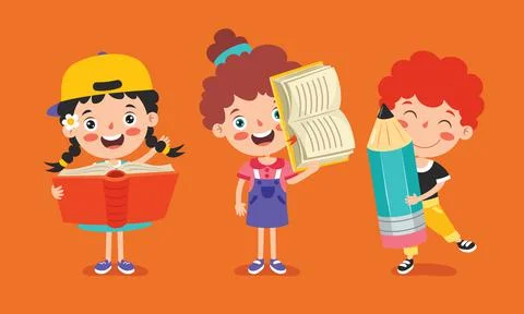 Education Concept With Funny School Child Stock Illustration