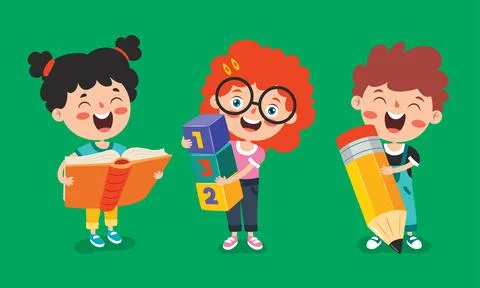 Education Concept With Funny School Child Stock Illustration
