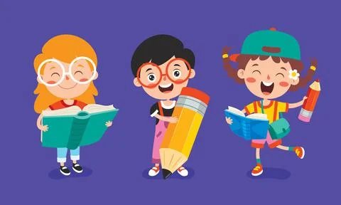 Education Concept With Funny School Child 스톡 일러스트