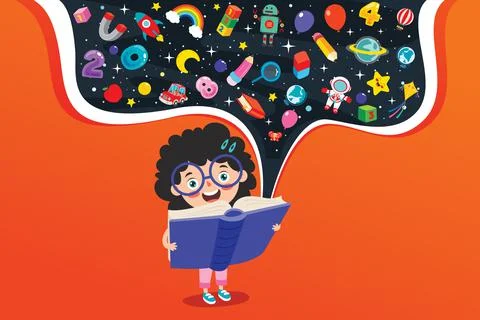 Education Concept With Funny School Child Stock Illustration