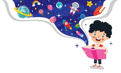 Education Concept With Funny School Child Stock Illustration