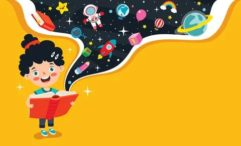 Education Concept With Funny School Child Stock Illustration