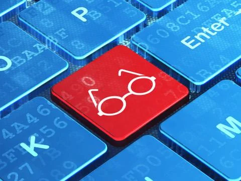 Education concept: Glasses on computer keyboard background Illustrazione stock