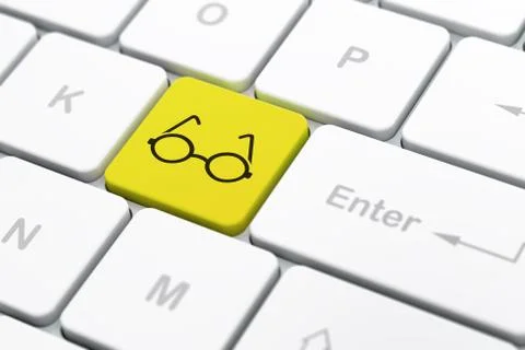 Education concept: Glasses on computer keyboard background Illustrazione stock