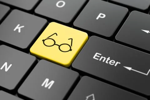 Education concept: Glasses on computer keyboard background 스톡 일러스트