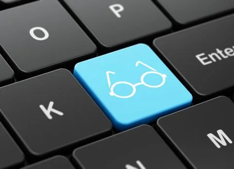 Education concept: Glasses on computer keyboard background 스톡 일러스트