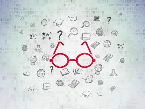 Education concept: Glasses on Digital Data Paper background Stock Illustration