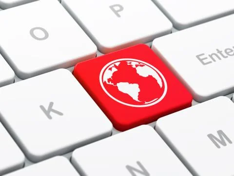 Education concept: Globe on computer keyboard background Illustrazione stock