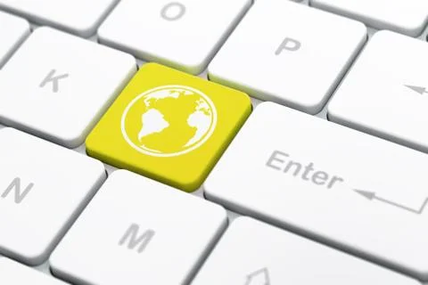 Education concept: Globe on computer keyboard background Illustrazione stock