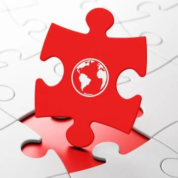 Education concept: Globe on puzzle background Stock Illustration