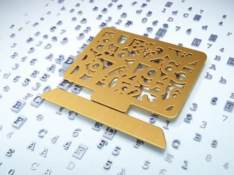 Education concept: Golden Computer Pc on digital background Illustrazione stock