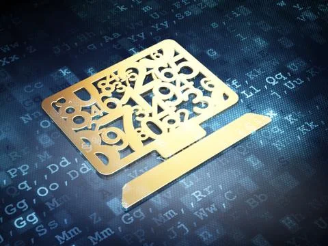 Education concept: Golden Computer Pc on digital background Stock Illustration