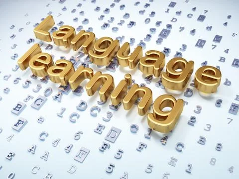 Education concept: Golden Language Learning on digital background 库存插图