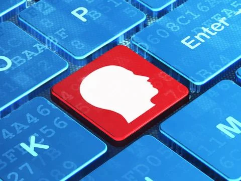 Education concept: Head on computer keyboard background 库存插图