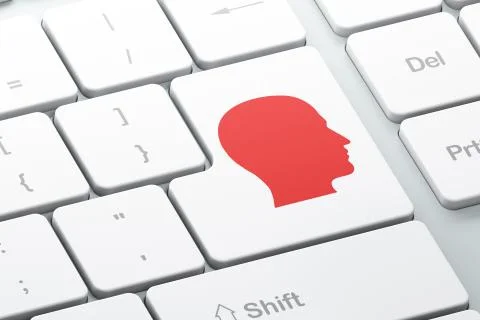 Education concept: Head on computer keyboard background Illustrazione stock