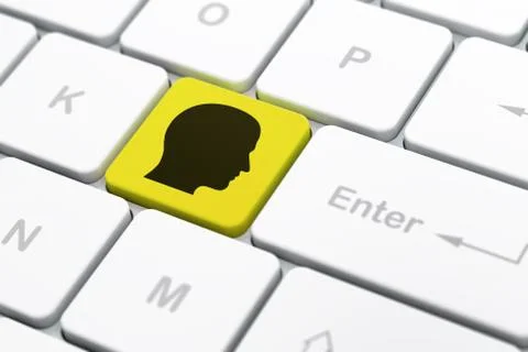 Education concept: Head on computer keyboard background Illustrazione stock