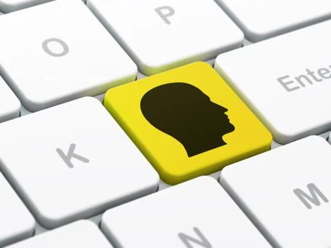 Education concept: Head on computer keyboard background Stock Illustration