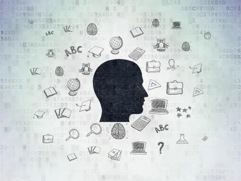 Education concept: Head on Digital Data Paper background Illustration