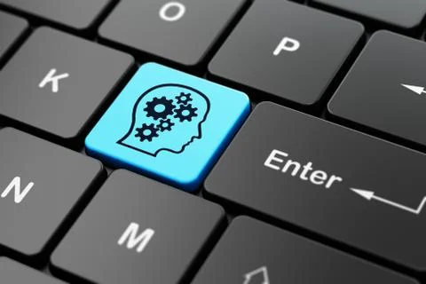 Education concept: Head With Gears on computer keyboard background Stock Illustration
