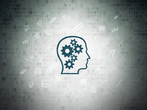 Education concept: Head With Gears on Digital Paper background Stock Illustration