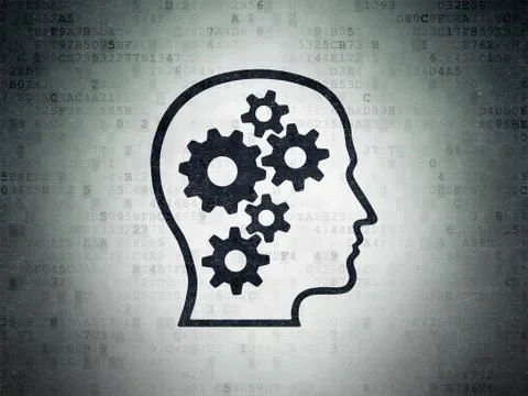 Education concept: Head With Gears on Digital Data Paper background Stockillustratie