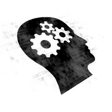 Education concept: Head With Gears on Digital background 스톡 일러스트
