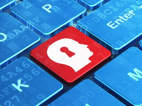 Education concept: Head With Keyhole on computer keyboard background 스톡 일러스트