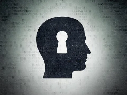 Education concept: Head With Keyhole on Digital Data Paper background 스톡 일러스트