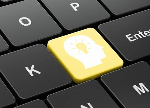 Education concept: Head With Light Bulb on computer keyboard background 스톡 일러스트