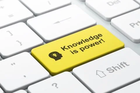 Education concept: Head With Light Bulb and Knowledge Is power! Stock Illustration