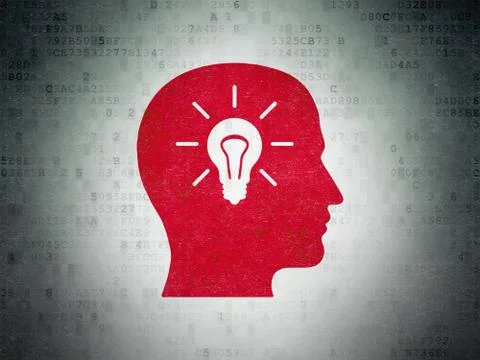 Education concept: Head With Light Bulb on Digital Paper background Stock-Illustration