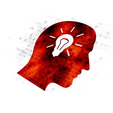 Education concept: Head With Light Bulb on Digital background Stock Illustration