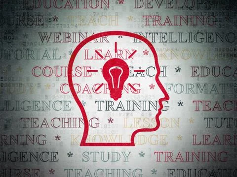 Education concept: Head With Lightbulb on Digital Paper background イラスト素材