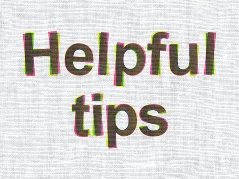 Education concept: Helpful Tips on fabric texture background Stock Illustration