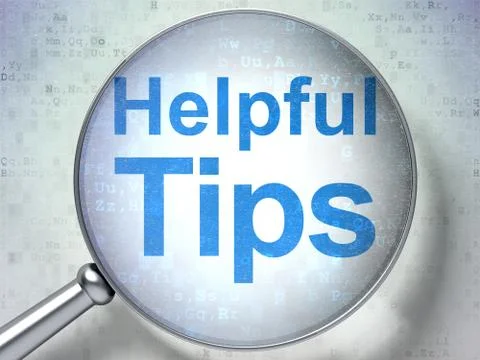 Education concept: Helpful Tips with optical glass Stockillustratie