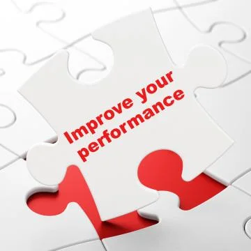Education concept: Improve Your Performance on puzzle background Illustrazione stock