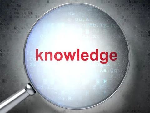 Education concept: Knowledge with optical glass Illustrazione stock