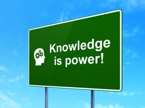 Education concept: Knowledge Is power! and Head With Gears Stock Illustration