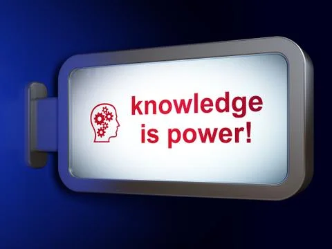 Education concept: Knowledge Is power! and Head With Gears Illustrazione stock
