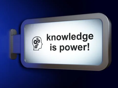 Education concept: Knowledge Is power! and Head With Gears on bi 스톡 일러스트