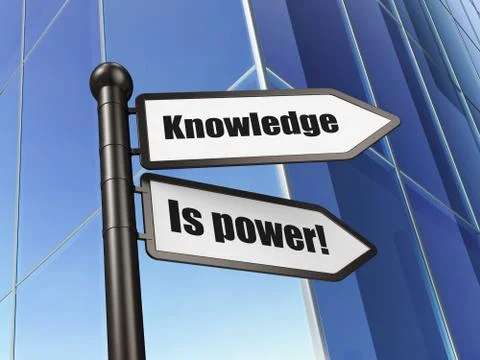 Education concept: Knowledge Is power! on Building background Illustrazione stock