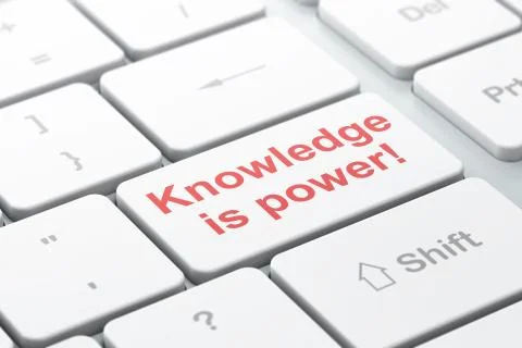 Education concept: Knowledge Is power! on computer keyboard background Illustrazione stock