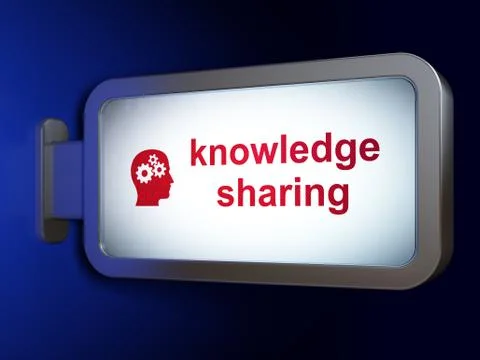 Education concept: Knowledge Sharing and Head With Gears Illustrazione stock