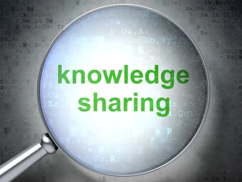 Education concept: Knowledge Sharing with optical glass Stock Illustration