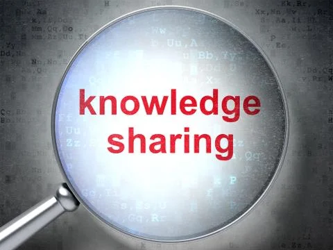 Education concept: Knowledge Sharing with optical glass Stock Illustration