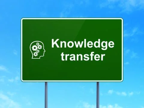Education concept: Knowledge Transfer and Head With Gears Illustrazione stock